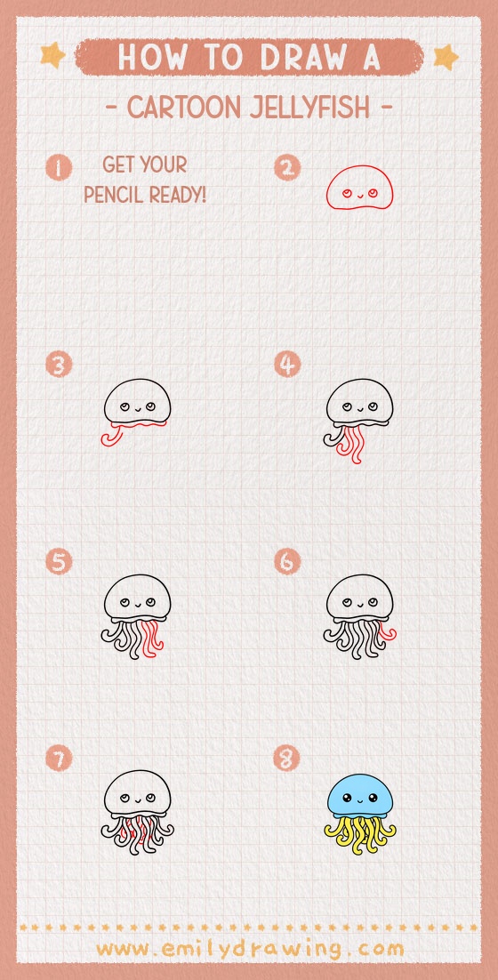 how to draw a cartoon jellyfish pinterest pin